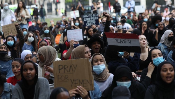 تظاهرة حاشدة في العاصمة البريطانية من أجل اليمن