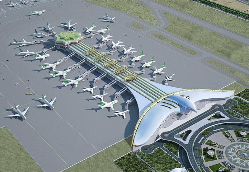 ‏بالصور: تركمانستان تفتتح مطاراً جديداً على شكل طائر بتكلفة 2.3 مليار دولار 