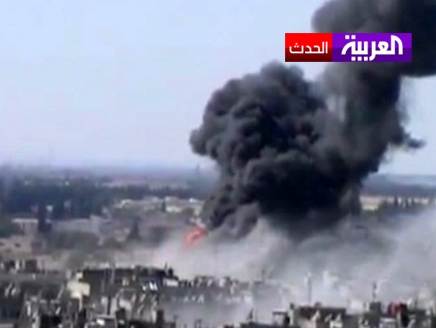 سورية: تواصل القصف على حمص، وفيديو يظهر لحظة سقوط 11 صاروخ وتدميرالمنازل