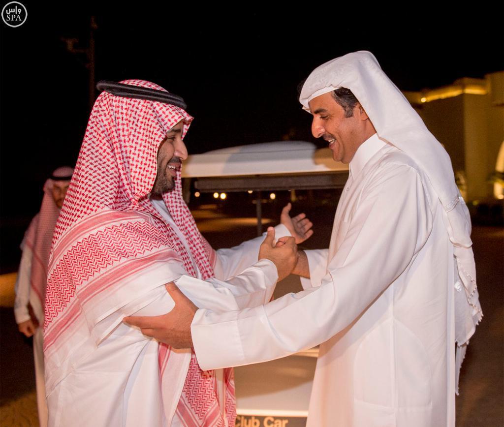أمير قطر يستقبل محمد بن سلمان في الدوحة