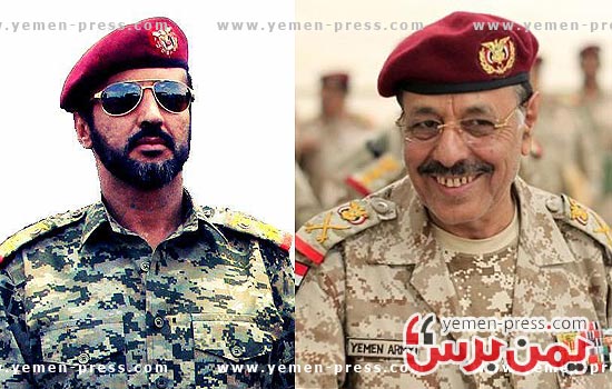 اللواء علي محسن وأحمد علي عبدالله صالح، وجهاً لوجه