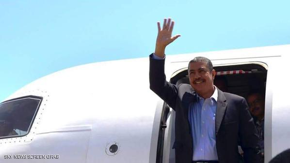 نائب الرئيس اليمني رئيس الوزراء خالد بحاح أثناء وصوله عدن في وقت