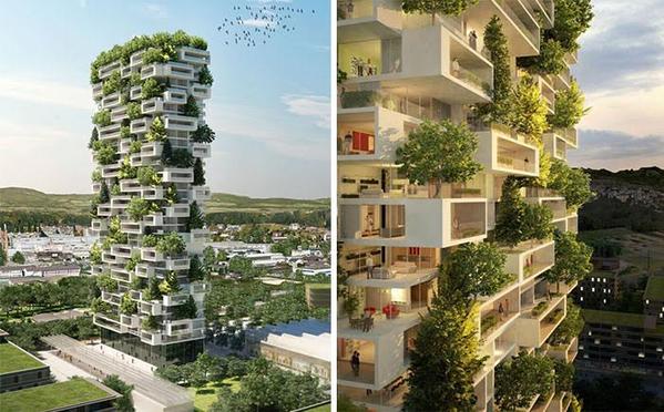 بالصور.. إيطالي يبني برجاً سكنياً تغطيه الأشجار بالكامل