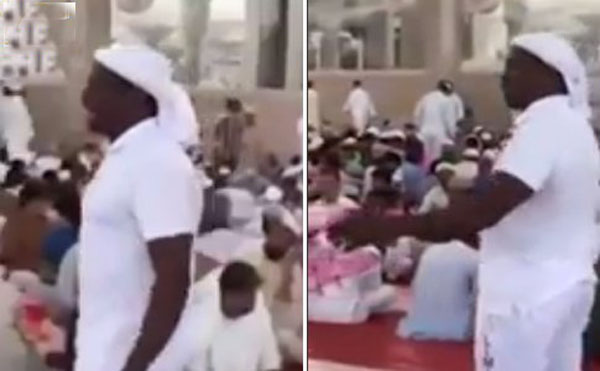 شاهد.. ماذا فعل سعودي وقت الإفطار بالمسجد النبوي؟