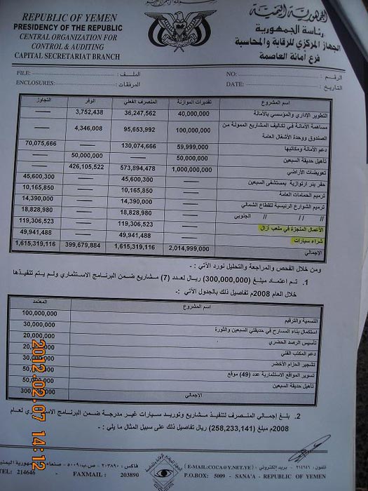 تقرير ينشر فساد في مشروع للحرس الجمهوري خاص بمديرية أزال